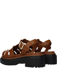 Prada Brown Leather Gladiator Platform Sandals