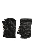 Dolce & Gabbana Pearl & Crystal Embellished Fingerless Gloves - Black