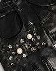 Dolce & Gabbana Pearl & Crystal Embellished Fingerless Gloves