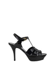 Saint Laurent Black Leather Stiletto Heel Sandals
