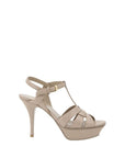 Saint Laurent Tribute Leather Stiletto Heels - Beige