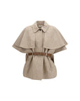 Max Mara Belted Short Sleeve Cape Coat