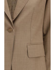 Max Mara Warm Beige Fleece Wool Blazer