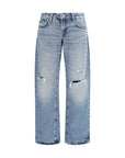 7FOR Ripped & Distressed Light Wash Straight-Leg Jeans