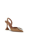 Amina Muaddi Begum Slingback Heels - Tan Brown