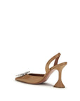 Amina Muaddi Begum Slingback Heels - Tan Brown
