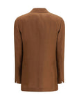Lardini Double-Breasted Linen Blazer - Milk Chocolate