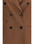Lardini Double-Breasted Linen Blazer - Milk Chocolate