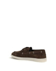 Prada Suede Leather Boat Shoes - Dark Chocolate