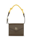 Miu Miu Leather Wallet With Rope Strap - Brown