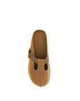 UGG Goldenstar Leather Platform Clog & Mules - Tan Brown