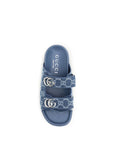 Gucci GG Denim Double Strap Sandals