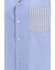 Marni Striped Pattern Short Sleeve Shirt - Cerulean Blue
