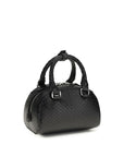 Diesel 1DR Dome Python Embossed Leather Bowling Bag - Black