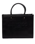 Jimmy Choo Logo Tote Leather Handbag - Black