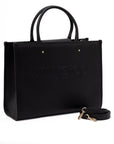 Jimmy Choo Logo Tote Leather Handbag - Black