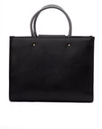 Jimmy Choo Logo Tote Leather Handbag - Black