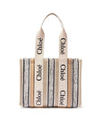Chloé Beige Linen Woody Tote Bag