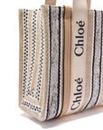 Chloé Beige Linen Woody Tote Bag