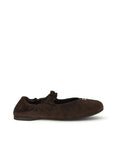 Miu Miu Suede Leather Mary Jane Ballet Flats - Dark Chocolate