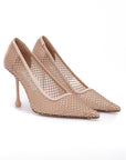 Jimmy Choo Crystal Embellished Mesh Ixia 95 Pumps - Powder Pink