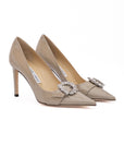 Jimmy Choo Taupe Gray/Grey Patent Leather Cheri 85 Pumps