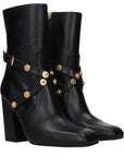 Versace Black Leather Ankle Boots