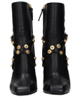 Versace Studded Black Leather Ankle Boots
