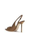 LE SILLA Bella Chanel Silk Stiletto Heel Slingback Sandals - Brown