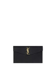 Saint Laurent Medium Crocodile Embossed Leather Uptown Pouch Clutch