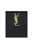 Saint Laurent Medium Crocodile Embossed Leather Uptown Pouch Clutch