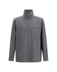 Valentino Mouliné Wool Shirt Jacket - Gray/Grey