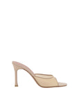 Amina Muaddi Alexa Peep Toe Mule Sandals - Beige