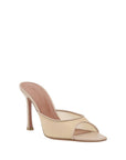 Amina Muaddi Alexa Peep Toe Mule Sandals - Beige