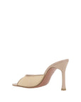 Amina Muaddi Alexa Peep Toe Mule Sandals - Beige