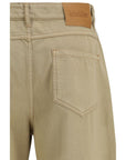 Max Mara Wide-Leg Color Denim Pants - Beige