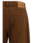 Max Mara Wide-Leg Color Denim Pants - Brown
