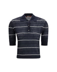 Max Mara Wool-Silk Striped Polo Shirt - Blue & White