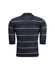 Max Mara Wool-Silk Striped Polo Shirt - Blue & White