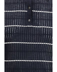 Max Mara Wool-Silk Striped Polo Shirt - Blue & White