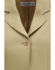 Max Mara Buono Linen Crop Denim Jacket - Beige