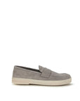 Prada Suede Leather Loafers - Light Gray/Grey