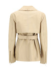 Max Mara Stenzone Convertible Leather Jacket - Beige