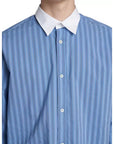 Loewe Striped Oversize Collar Shirt - Cerulean Blue