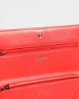 Chanel Leather Boy Wallet On Chain - Red