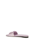 Fendi Beige Baguette Leather Flat Mule Sandals - Lilac