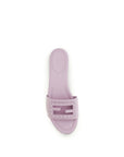 Fendi Beige Baguette Leather Flat Mule Sandals - Lilac