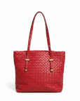 Bottega Veneta Intrecciato Leather Tote Bag - Red