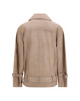 PINKO Vintage Biker Leather Jacket - Beige