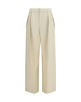 Jacob Cohen Silk-Blend Wide Leg Canvas Pants - Beige